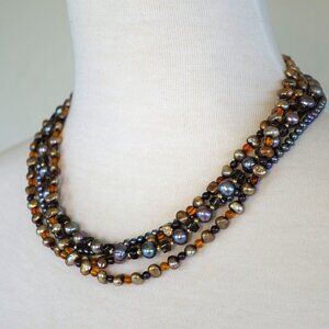 Fortunoff Four-Strand Pearl & Gemstone Necklace 18 Inches, 75g, Vintage